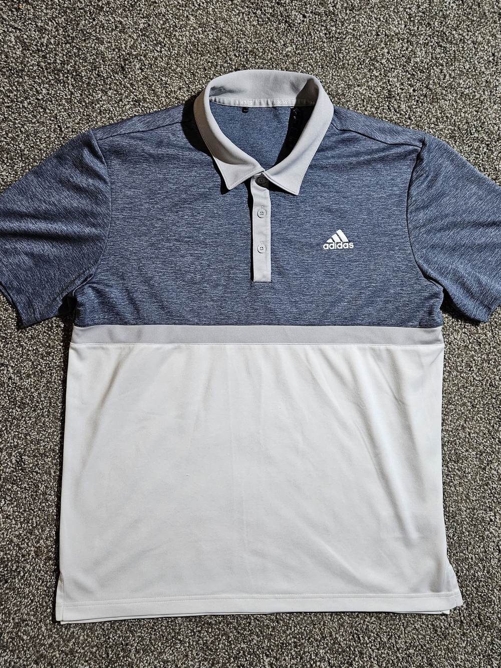 Adidas Polo Shirt Mens M White Blue Gray Golf White Logo